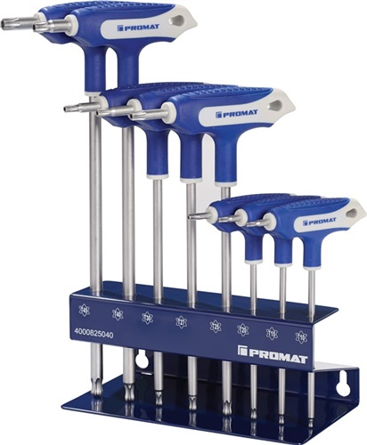 PROMAT Schraubendrehersatz m.Quergriffen TX10-TX45 Seitenabtrieb m.Bohr.8-tlg.PROMAT