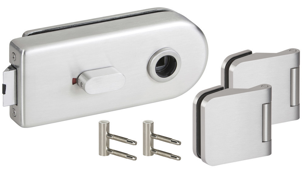 HERMAT Ganzglastürschloss-Set VENEZIA 6016U/6315/HZ, Edelstahl