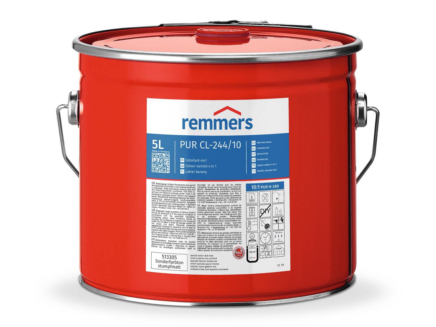 REMMERS PUR CL-244-Colorlack 4in1 reinweiß (RAL 9010) halbmatt 20 l