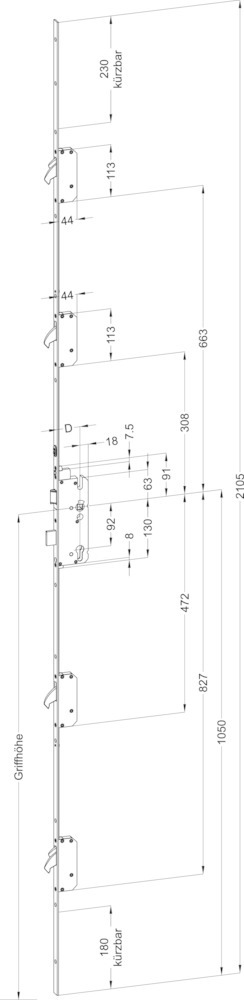 WINKHAUS Selbstverriegelnde-Mehrfachverriegelung STV AV3-F2060 M4 A9, 10/92, Stahl 5042996 WINKHAUS Selbstverriegelnde-Mehrfachverriegelung STV AV3-F2060 M4 A9, 10/92, Stahl 5042996