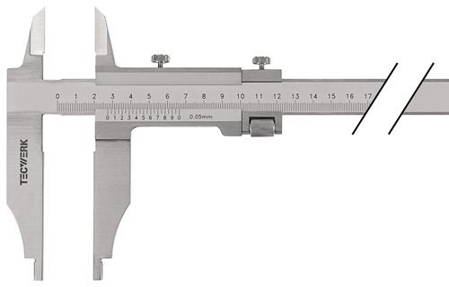 Werkstattmessschieber DIN 862 300mm m.Spitzen Schnabel-L.90mm TECWERK