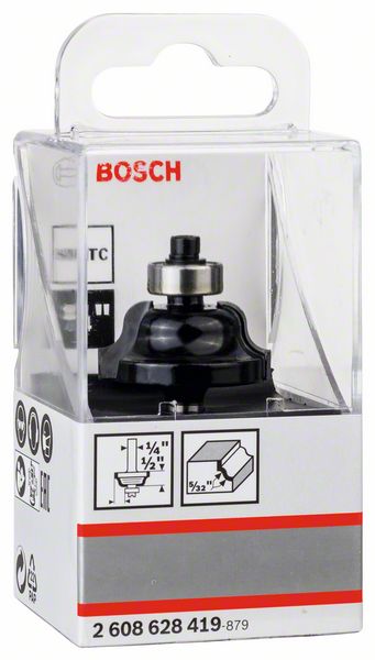 BOSCH Profilfräser B 1/4", R1 4 mm, D1 28,6 mm, B 15,9 mm, L 12,4 mm, G 54 mm