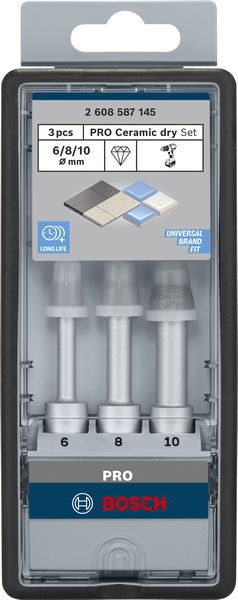 BOSCH Diamanttrockenbohrer-Set Robust Line Easy Dry Best for Ceramic, 3-teilig, 6-10mm