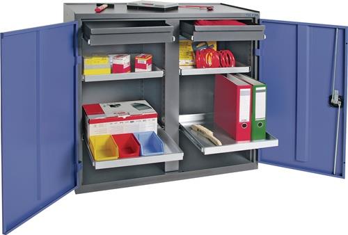TECWERK Werkzeug-/Beistellschrank H1000xB1000xT500mm 2Schubl.,4Bd.anthrazit/blau TECWERK