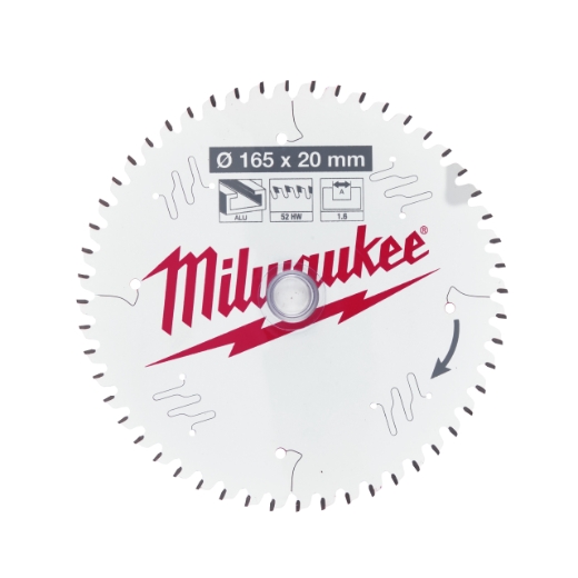 MILWAUKEE 165/20 mm Z52 Wechselzahn Kreissägeblatt Alu für Tauchkreissägen