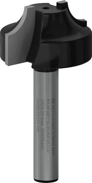 BOSCH Profilfräser E 1/4", R1 6,3 mm, D 25,4 mm, L 14 mm, G 46 mm