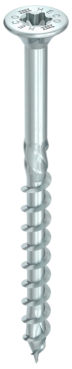 HECO TOPIX-plus 4,5 x 80, Senkkopf mit Frästaschen, T-Drive, T-25, Teilgewinde, verzinkt blau, A3K
