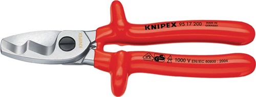 KNIPEX Kabelschere L.200mm Kopf verchr.VDE tauchisol.KNIPEX