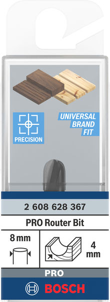 BOSCH Hohlkehlfräser, 8 mm, R1 4 mm, D 8 mm, L 9,2 mm, G 40 mm