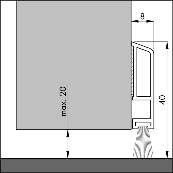 ELLEN Türbodendichtung PDS-B-ZK Deko/Komfort DIY Progr. selbstkl. KF, L 1000mm ELLEN Türbodendichtung PDS-B-ZK Deko/Komfort DIY Progr. selbstkl. KF, L 1000mm