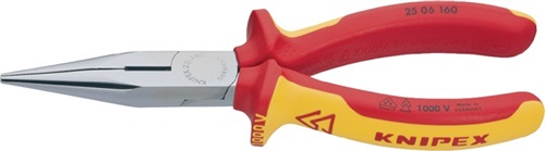 KNIPEX Flachrundzange DIN ISO 5745 L.160mm flach/rund ger.Mehrkomp.-Hülle VDE KNIPEX