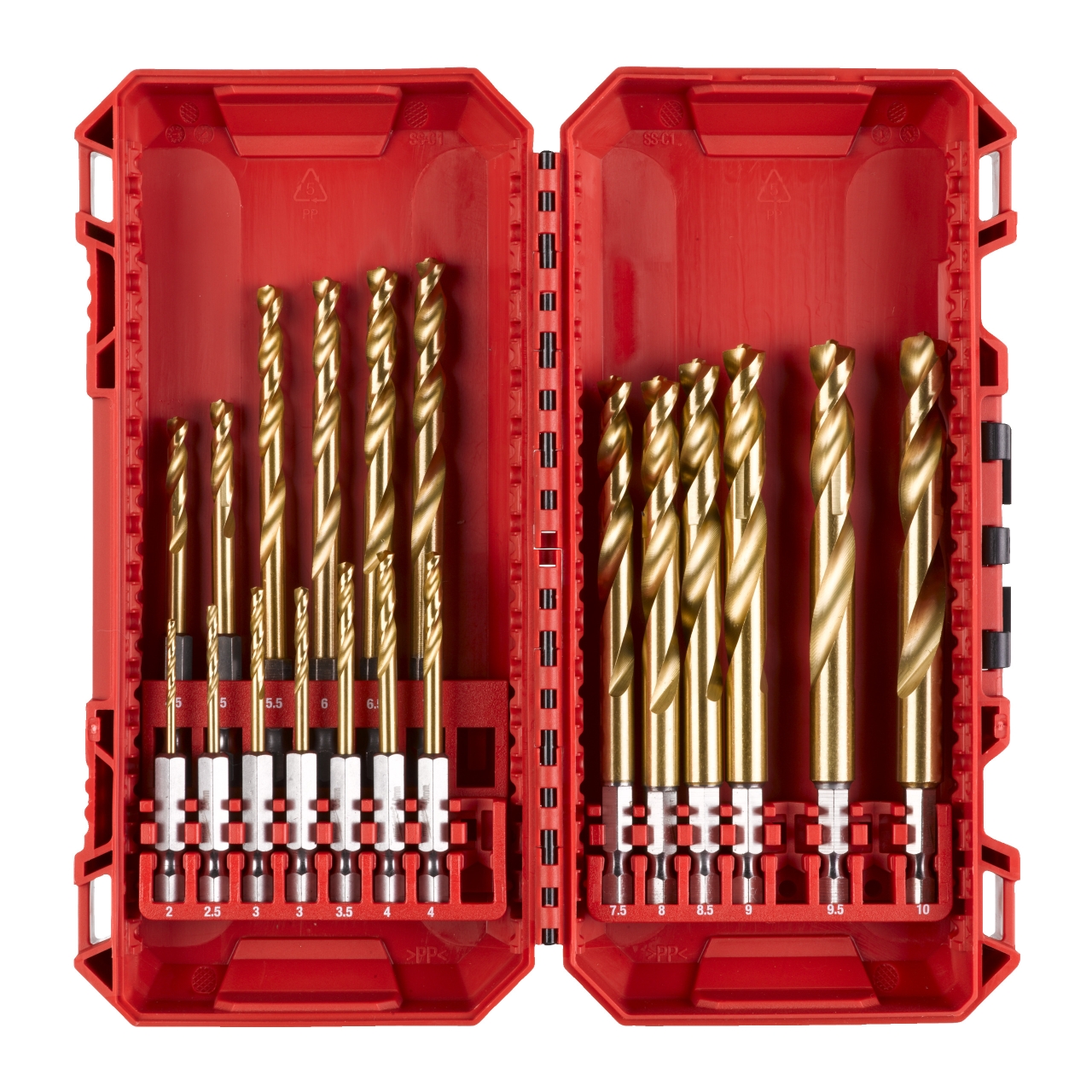 MILWAUKEE 19-teiliges Set in PACKOUT kompatibler Kassette SHOCKWAVE Metallbohrer HSS-G RED HEX Titan 1/4"