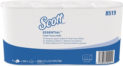 SCOTT Toilettenpapier SCOTT® ESSENTIAL 8519 2-lagig,Kleinrollen 64 RL a 350 Blätter