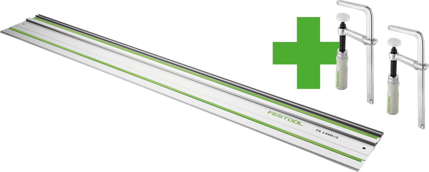 Festool Führungsschiene FS 1400/2 Limited Edition FSZ (578422) – 1400 mm Präzisionsschiene inkl. 2 Schraubzwingen