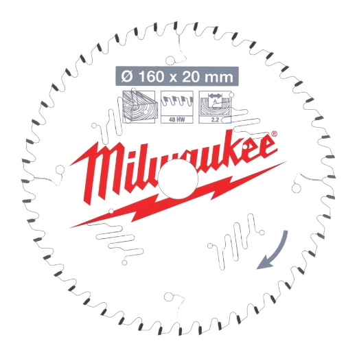 MILWAUKEE 160/20 mm Z48 Wechselzahn Kreissägeblatt Holz für Handkreissägen