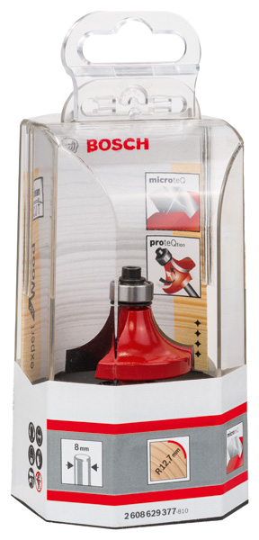 BOSCH Abrundfräser Expert for Wood, 8 mm, D 38,1 mm, R1 12,7 mm, L 19 mm, G 61 mm