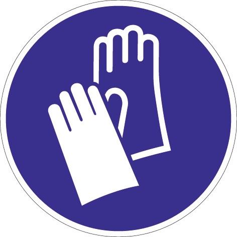 PROMAT Schild Handschutz benutzen D.200mm Ku. blau/weiß ASR A1.3 DIN EN ISO 7010