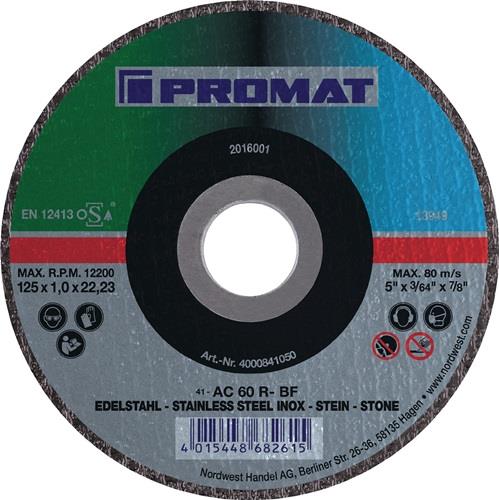 PROMAT Trennscheibe D125x1mm ger.STA/STE Bohr.22,23mm PROMAT