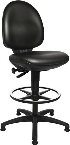 TOPSTAR Arbeitsdrehstuhl Tec 50 Bodengleiter+Fußring Kunstlederpolster schwarz