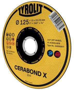 TYROLIT Trennscheibe PREMIUM CERABOND X D125x1,6mm ger.Bohr.22,23mm TYROLIT