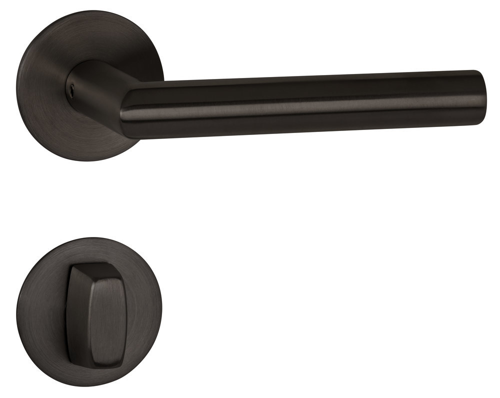 HERMAT Drückergarnitur mit Rosetten BASIC 02 1802/2636.FL, Edelstahl, smoke black