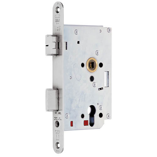 BKS Elektrisch kuppelbares Panik-Einsteckschloss für einflügelige Türe B 2172, rund, 9/72 mm, Edelstahl, DIN EN 1125