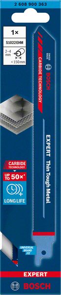 BOSCH EXPERT ‘Thin Tough Metal’ S 1022 EHM Säbelsägeblatt, 1 Stück. Für Säbelsägen