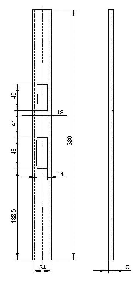 WILKA 9369 Schließblech für Rohrrahmentüren 24x6x380