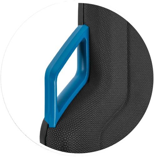 BIMOS Arbeitsdrehstuhl Nexxit Gleiter Kunstlederpolster schwarz Griff blau 450-600mm