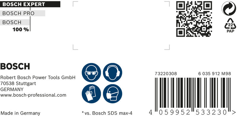 BOSCH EXPERT SDS max-8X Hammerbohrer, 28 x 600 x 720 mm. Für Bohrhämmer
