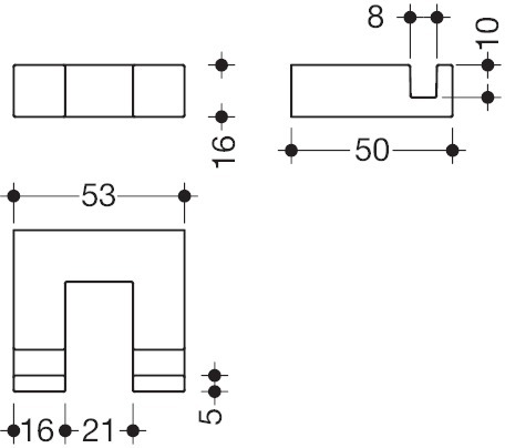 HEWI Wandhaken 100.90.03040, Metall, 100.90.03040