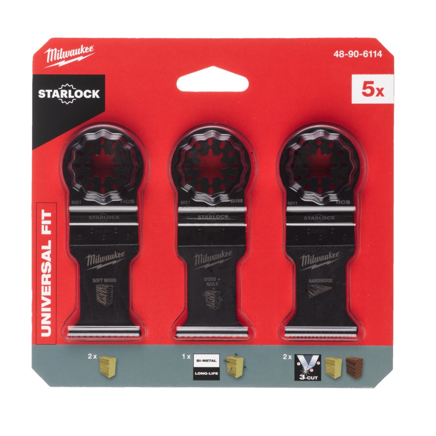 MILWAUKEE 5-teilig Multitool Zubehörset Holz