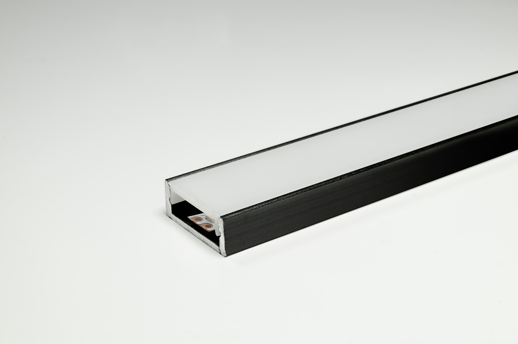 L&S LED Leuchtenprofil Paris, 17,5x7mm, Einbau, Alu schwarz E6/C35, L: 3080mm