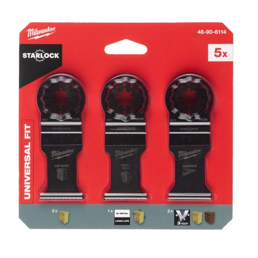 MILWAUKEE 5-teilig Multitool Zubehörset Holz