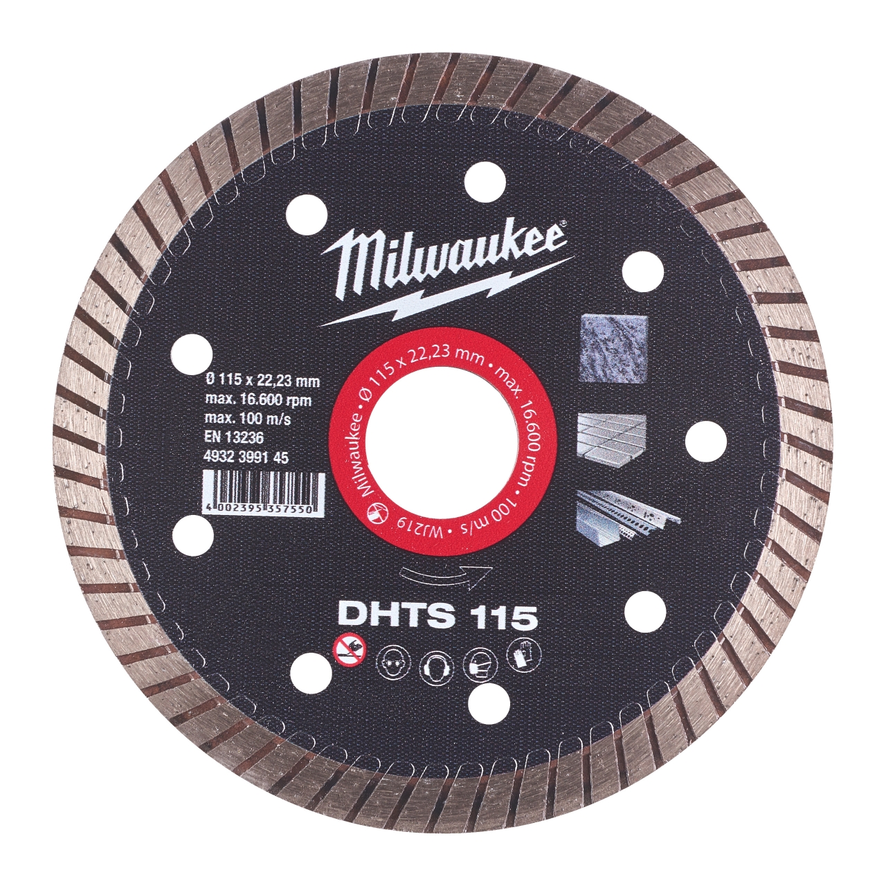 MILWAUKEE Hart, dünn, geschlossen Diamanttrennscheibe DHTS 115 mm