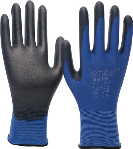 AS Handschuhe Skin Gr.10 blau/schwarz EN 388 PSA II NITRAS