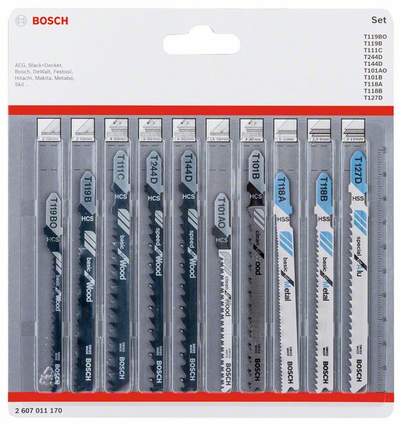 BOSCH Stichsägeblatt-Set Wood and Metal, 10-teilig