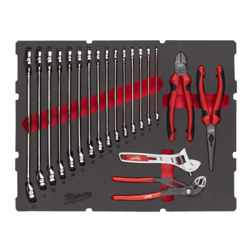 MILWAUKEE 19-teilige Einlage für PACKOUT Koffer mit Schubladen PACKOUT Ringmaulschlüssel und Zangen Einlage