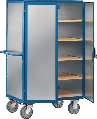 FETRA Etagenwagen L1170xB745xH1792mm Gesamt-Trgf.750kg 4Etagen Alublech,m.Flügeltür