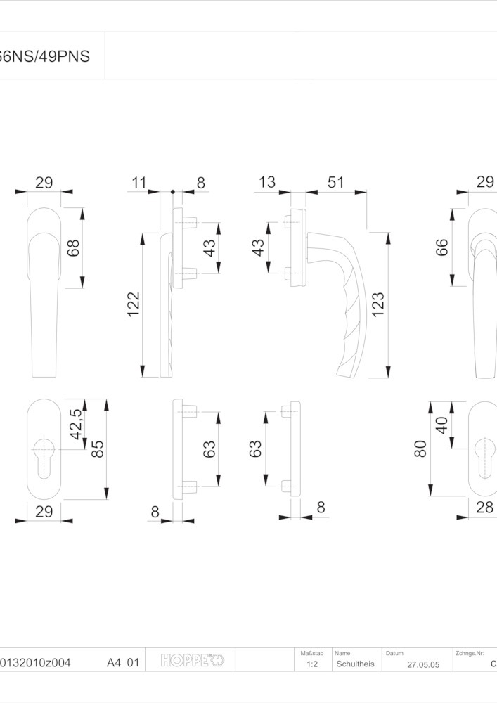 HOPPE® Fenstertürgriffgarnitur Atlanta 0990KH/66N/U26, Aluminium, 2309491