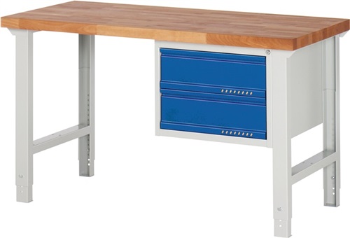 PROMAT Werkbank Ser.BK 650 B1500xT700xH790-1140mm Buche lichtgrau/blau 2 Schubl.PROMAT