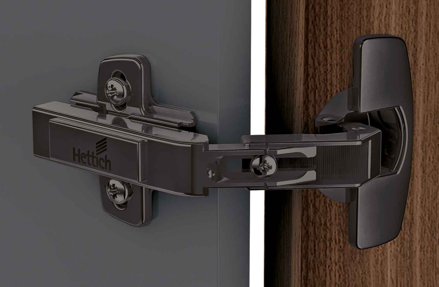 HETTICH Intermat Scharnier für Eckschrankfalttüren mit Topf im Sensys Design in obsidianschwarz,