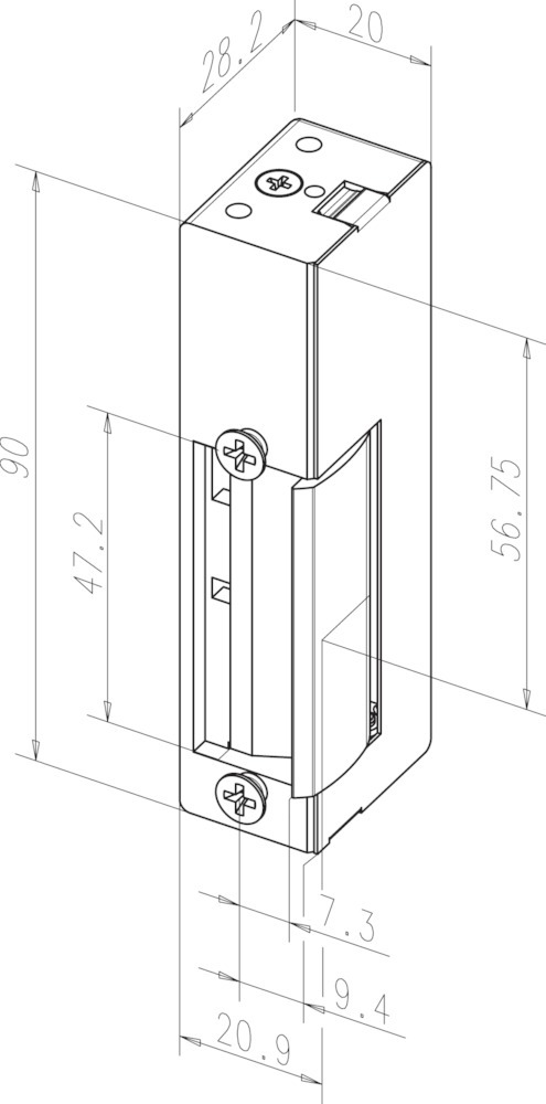 effeff Elektro-Türöffner mit Flachschließblech 14E