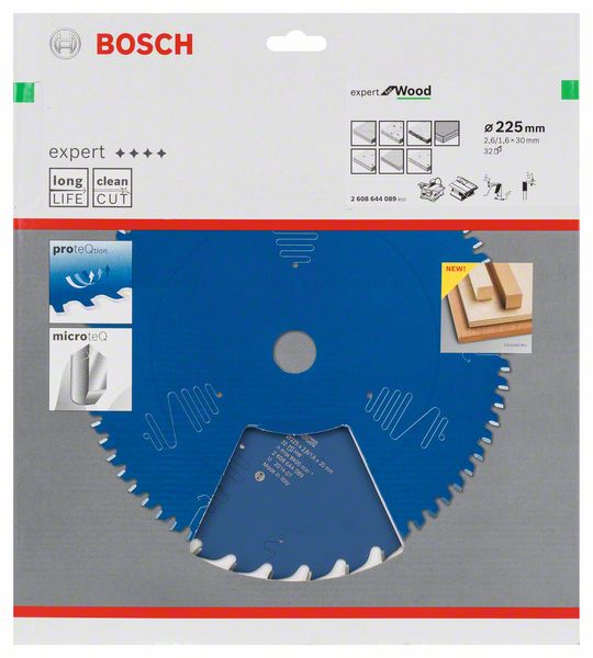 BOSCH Kreissägeblatt Expert for Wood, 225 x 30 x 2,6 mm, 32