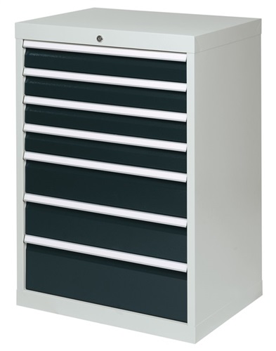 BEDRUNKA+HIRTH Schubladenschrank H1019xB680xT500mm lichtgrau/anthrazitgrau 7 Schubl.Vollauszug