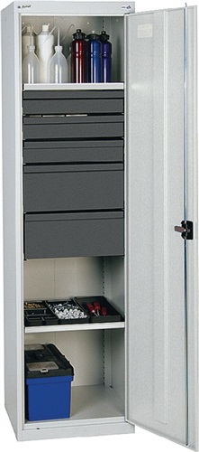 STUMPF Werkzeug-/Beistellschrank H1800xB500xT500mm 5Schubl.,2BD lichtgrau