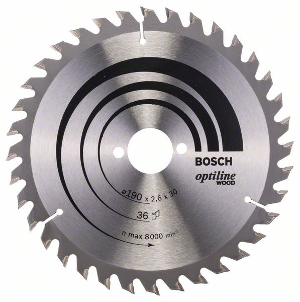 BOSCH Kreissägeblatt Optiline Wood für Handkreissägen, 190 x 30 x 2,6 mm, 36