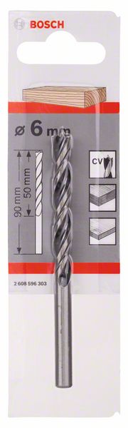 BOSCH Holzspiralbohrer Standard, 6 x 57 x 93 mm, d 6 mm