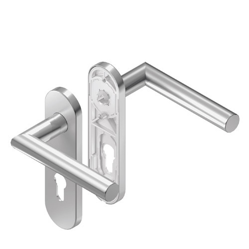 BKS FH Drückergarnitur mit Kurzschild BELCANTO B-72010, oval, EV1-Optik