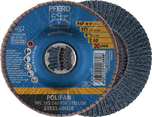 PFERD Fächerscheibe X-LOCK PSF Z STEELOX D.125mm K.80 kon.INOX ZK Z PFERD
